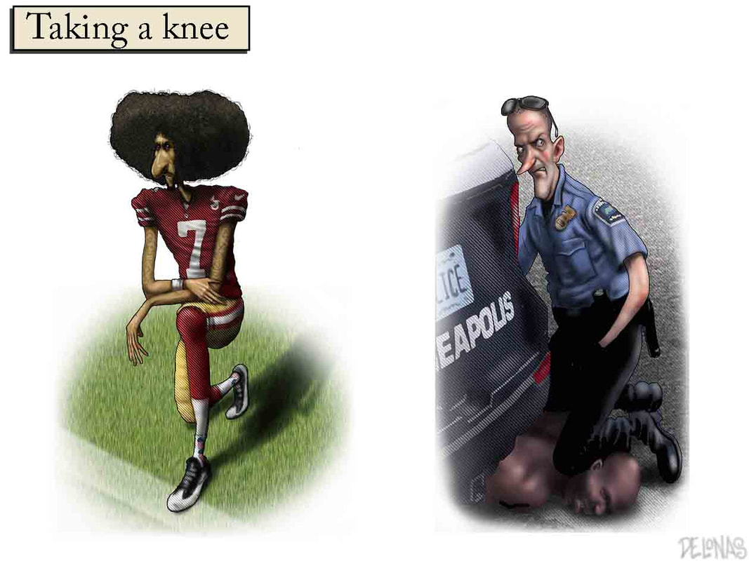 Sean Delonas cartoon, Police brutality, taking a knee, - Sean Delonas